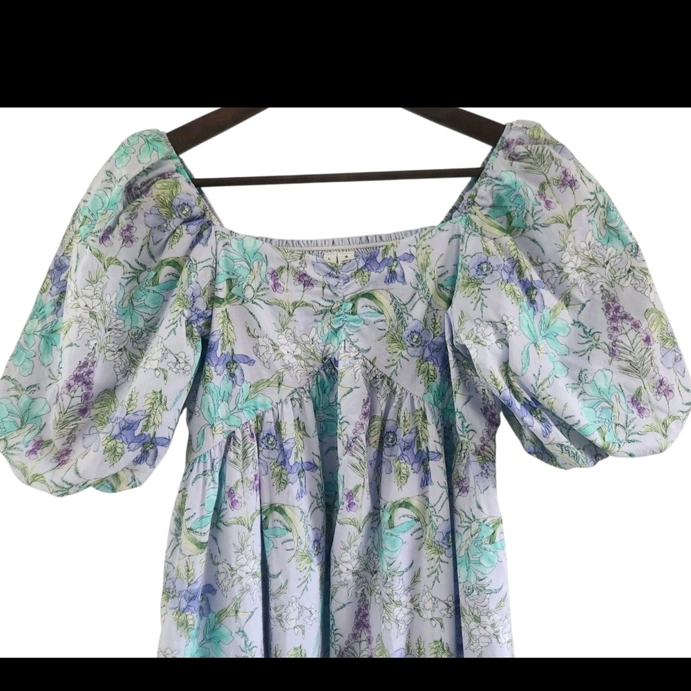 Janie And Jack Lavender Purple Floral Sweetheart Dress Puff Sleeves Girls 18 - Picture 2 of 9